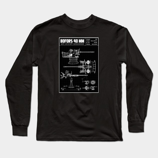 BOFORS GUN BLUEPRINT Long Sleeve T-Shirt by theanomalius_merch